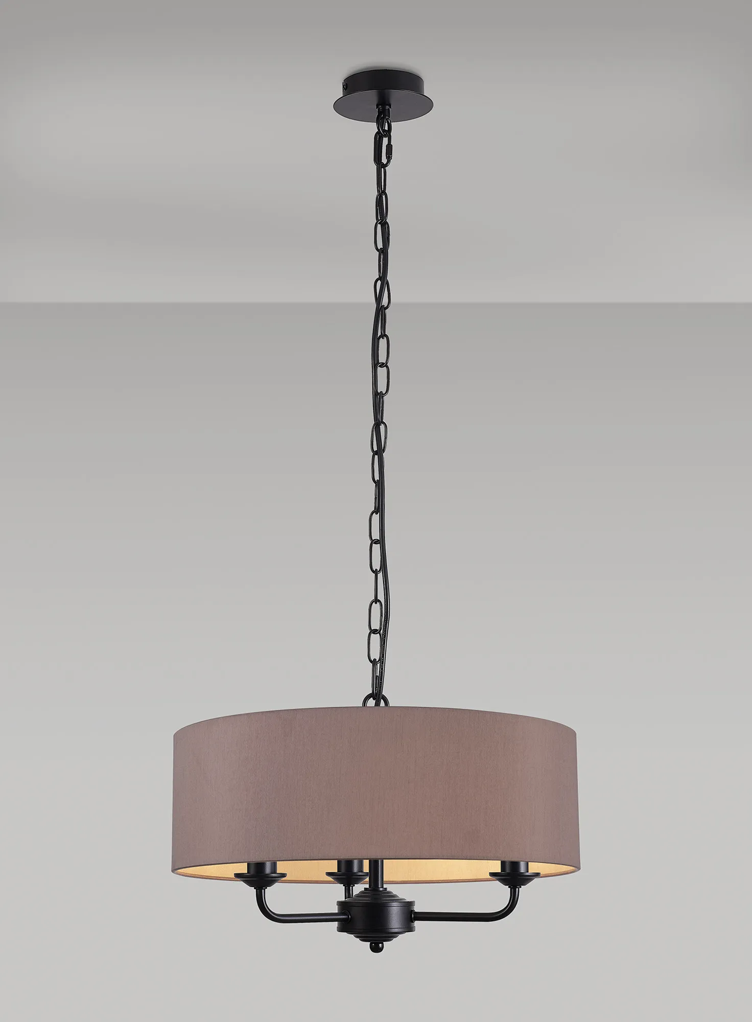 Banyan 45cm 3 Light Pendant Matt Black; Taupe/Halo Gold DK1022  Deco Banyan MB TA